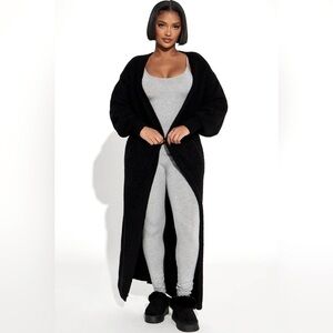 Fashion Nova 1XL Living In It Cardigan Y2K Fuzzy Floor Length 90’s Whimsigoth